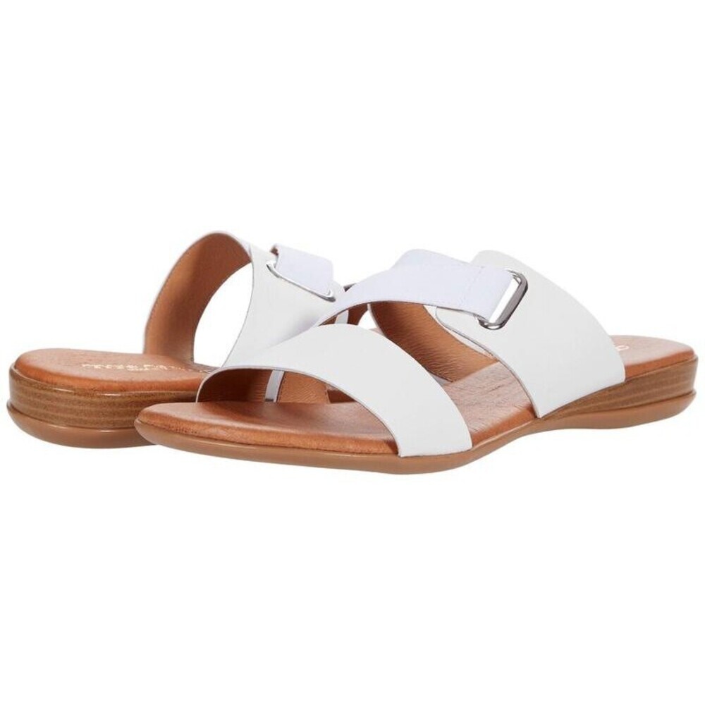 Andre Assous Alima Sandals Women's US 11 White Leather Slip On Slide JOBB280